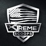 A silver emblem with the words " xtreme scoops ".